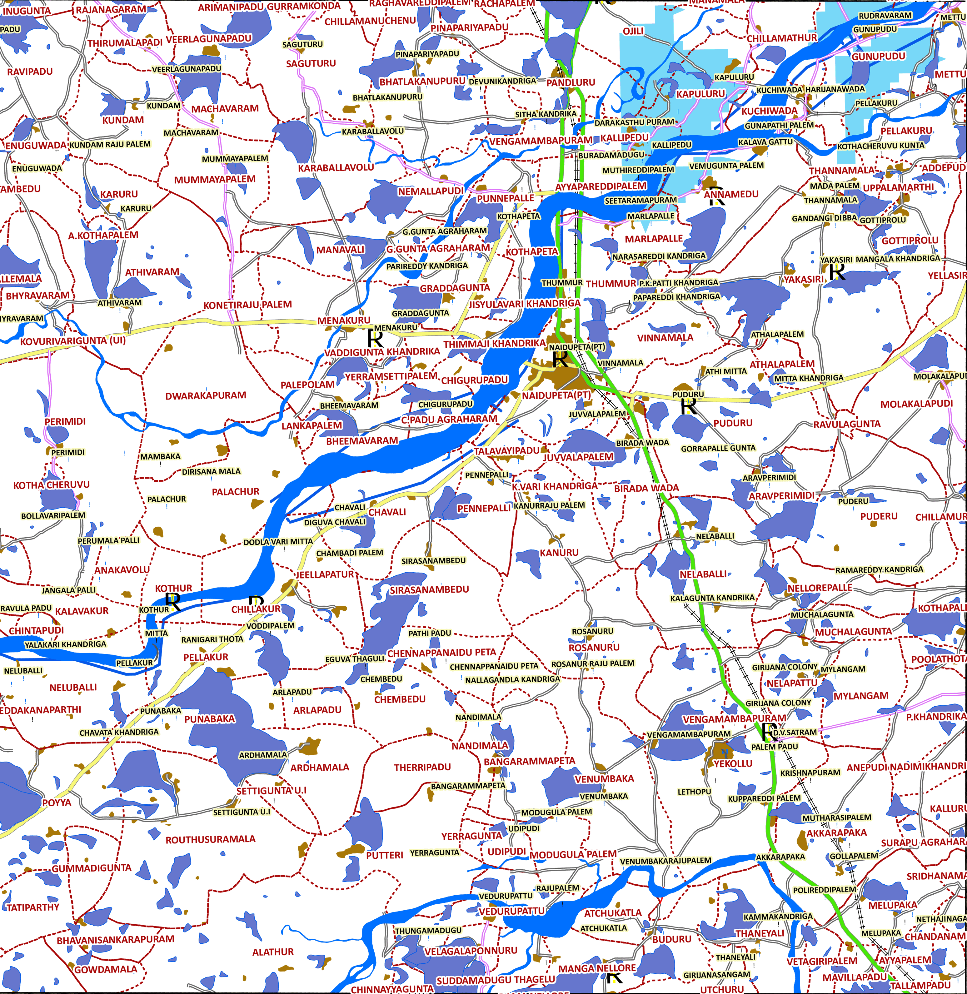 Storm surge inundation map for cyclone with wind speed 