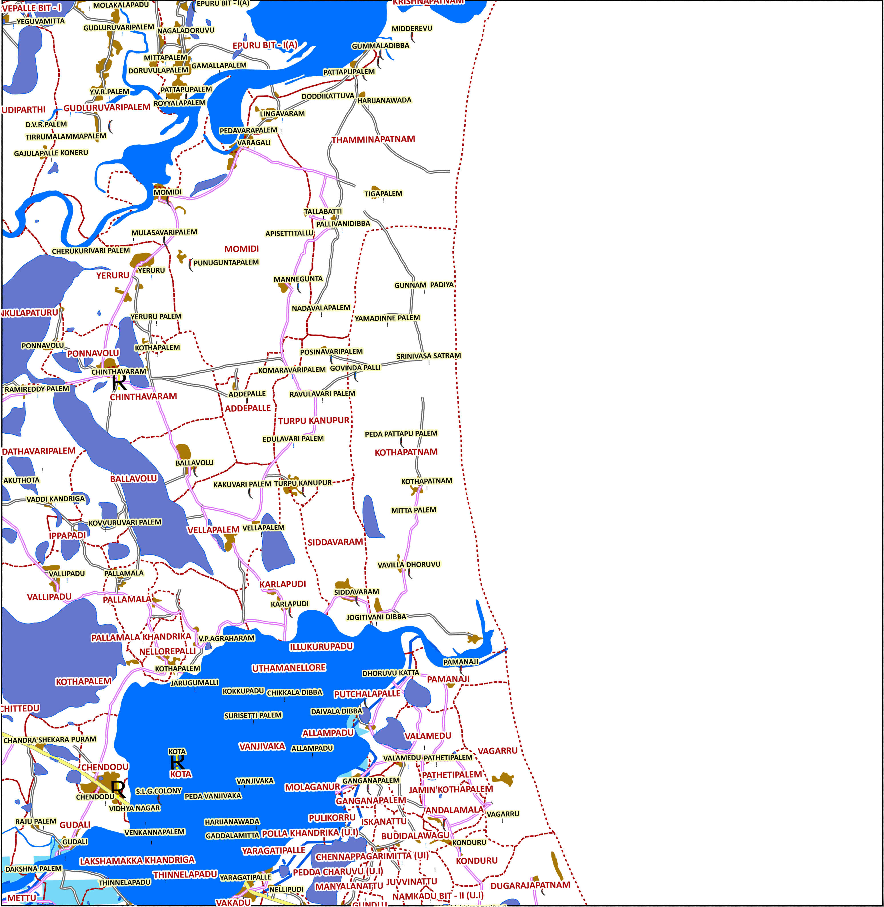 Storm surge inundation map for cyclone with wind speed 